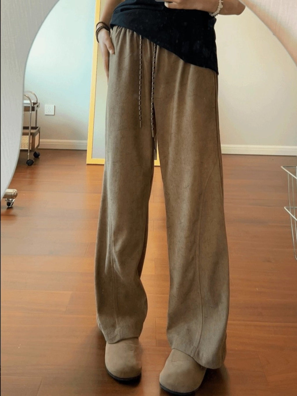 Men's Plus Size Corduroy Drawstring Wide Leg Pants
