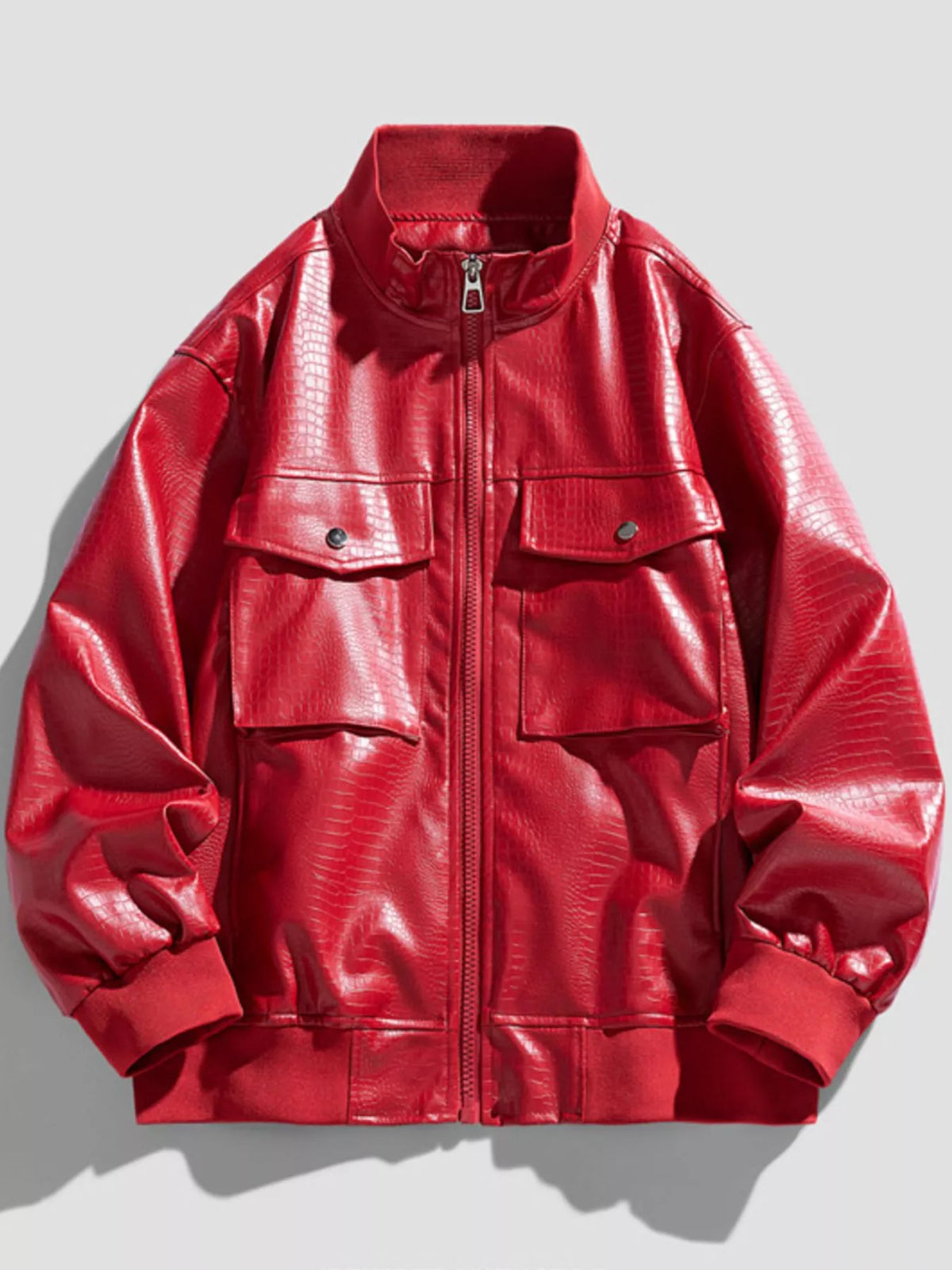 Men's Plus Size Zip Up Leather Jacket