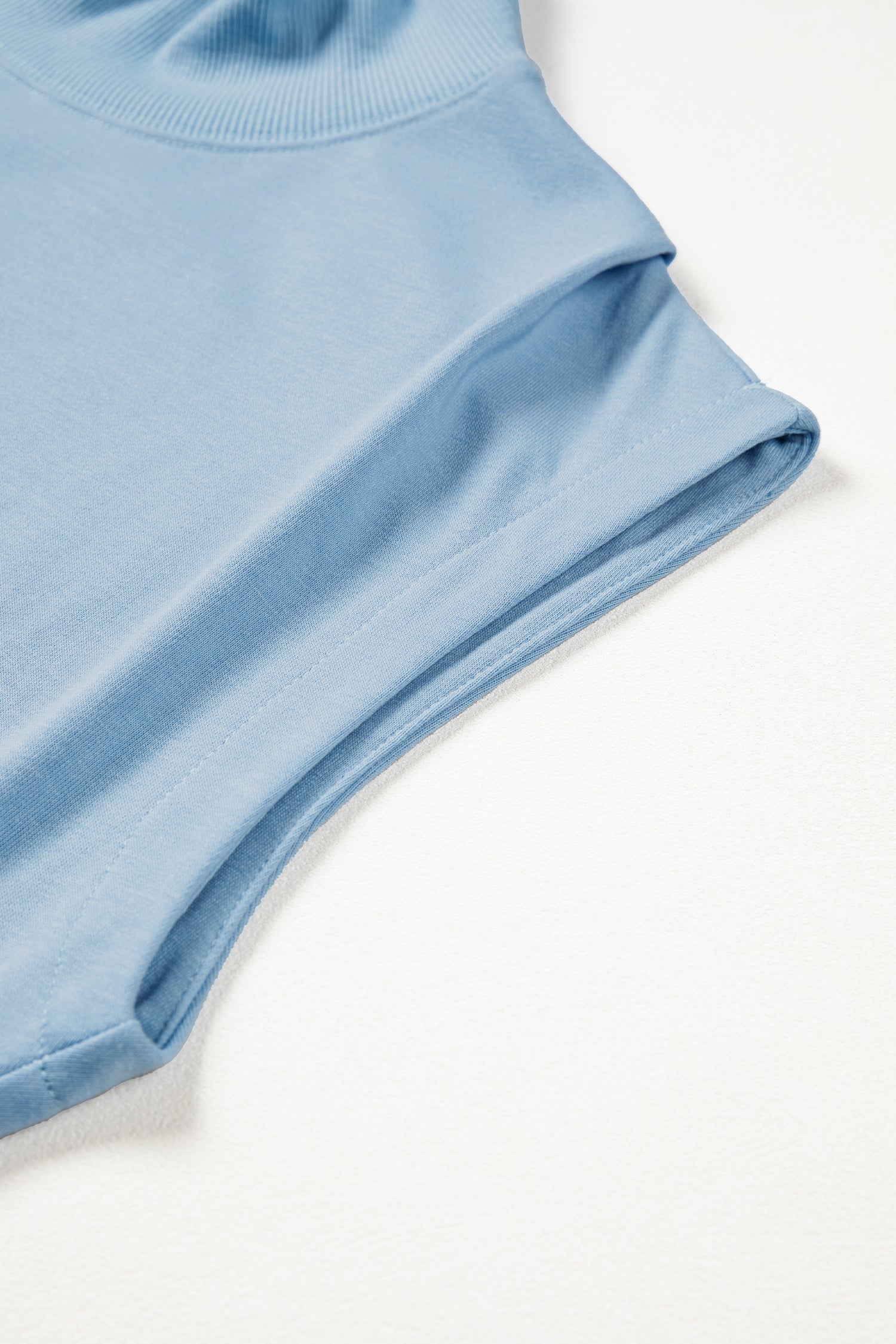 Myosotis Solid Color High Neck Cap Sleeve Loose Top