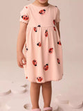 Children's Ladybug Print Ruffle Trim Casual Dress