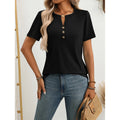 Women’s Notch V‑Neck Short‑Sleeve Tunic Top