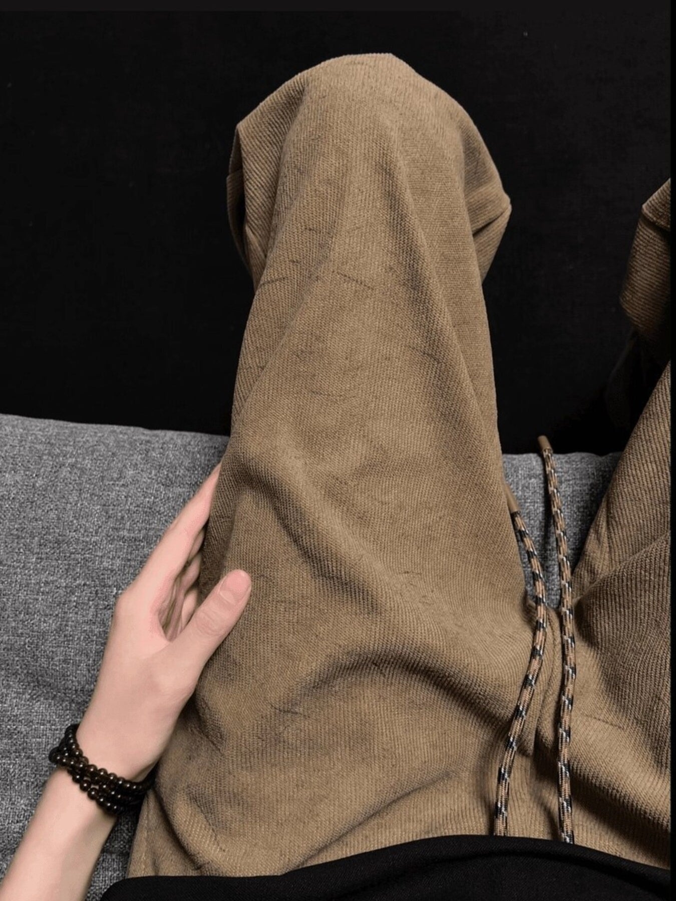 Men's Plus Size Corduroy Drawstring Wide Leg Pants