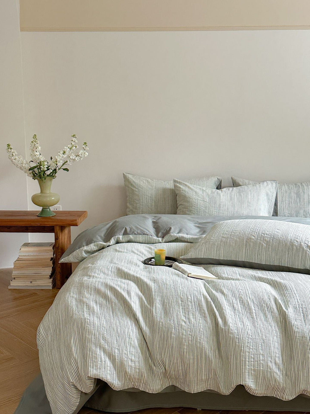 Emma Duo Striped Jacquard Bedding Set / Pink