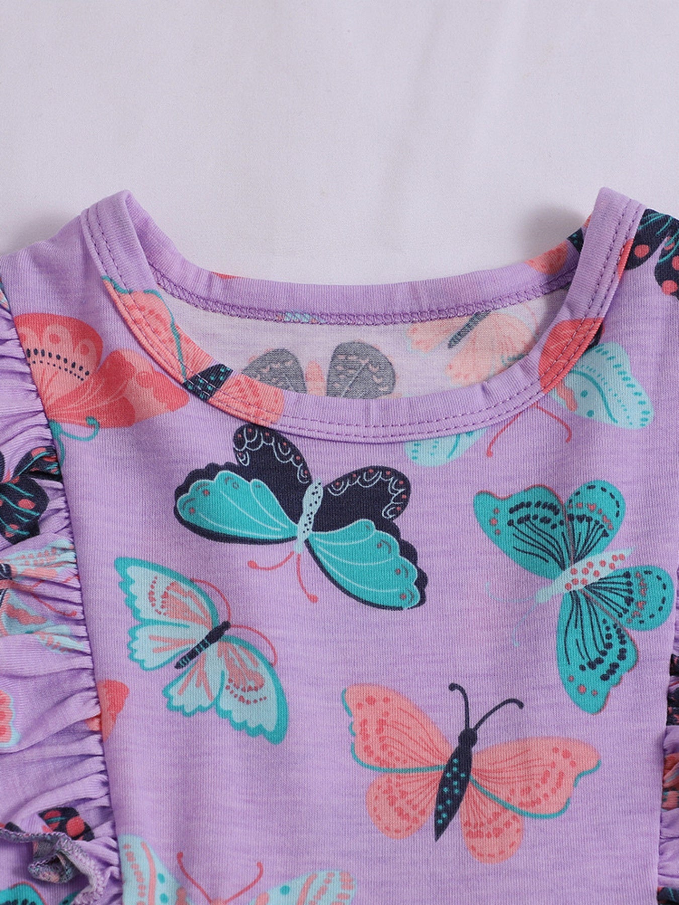 Children's Butterfly Print Ruffled Dress