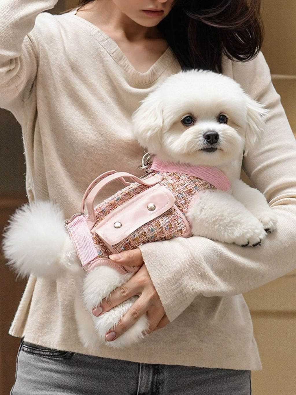 Tweed Pet Harness with Strap