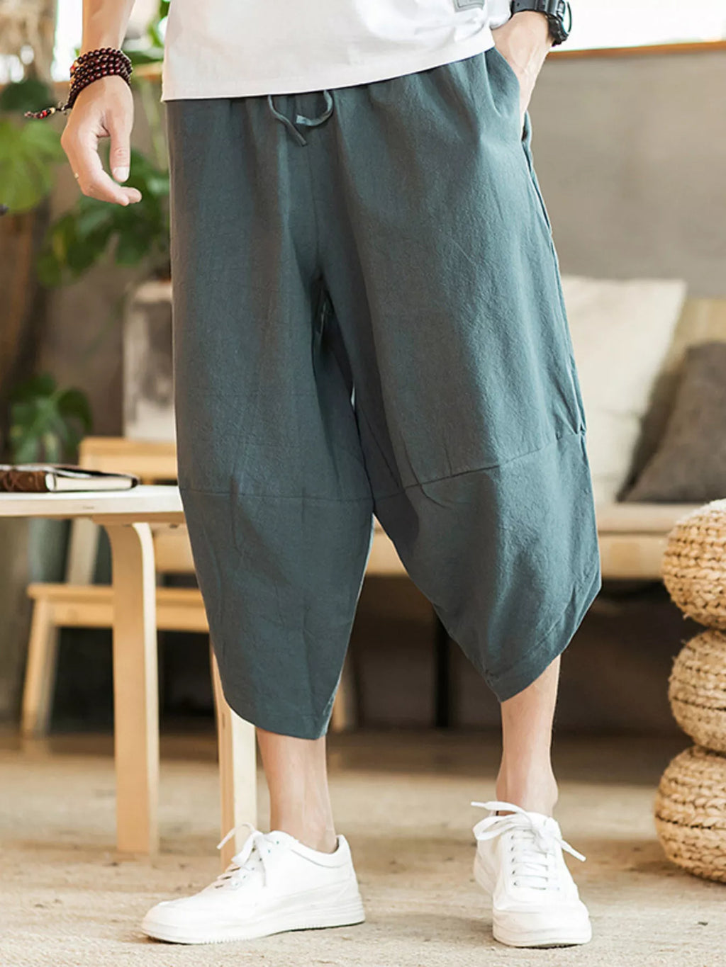 Men's Plus Size Loose Fit Cropped Pants
