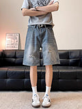 Men's Full Size Ripped Wide Leg Denim Shorts Plus Size