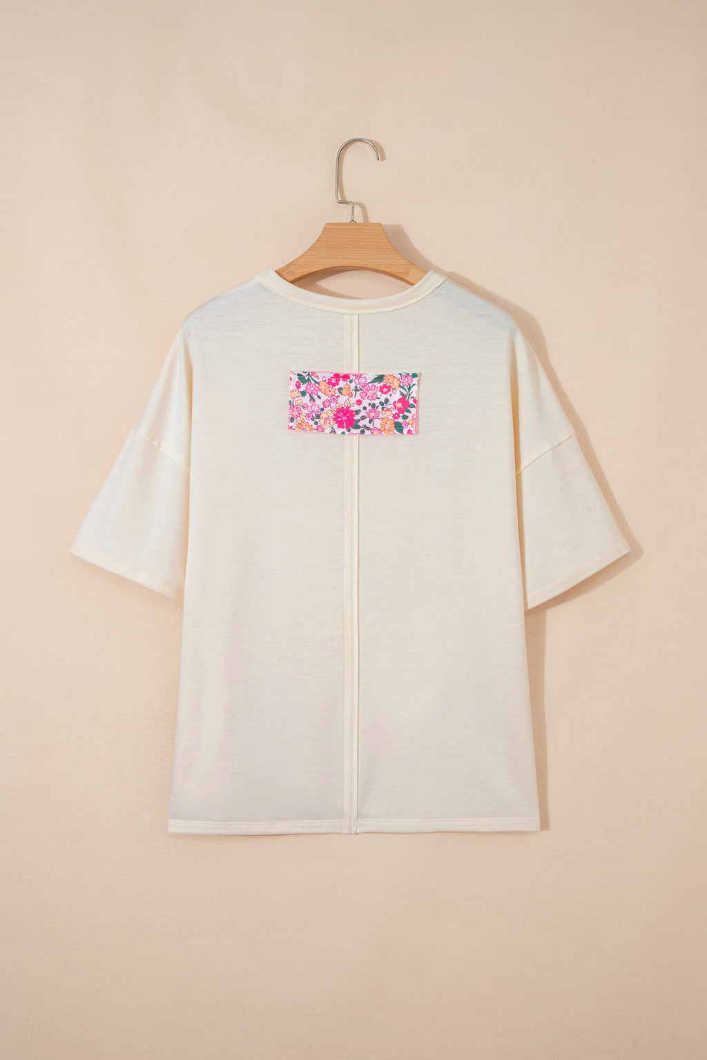 Jet Stream Floral Patched Raw Seam Big Flower Oversize Tee