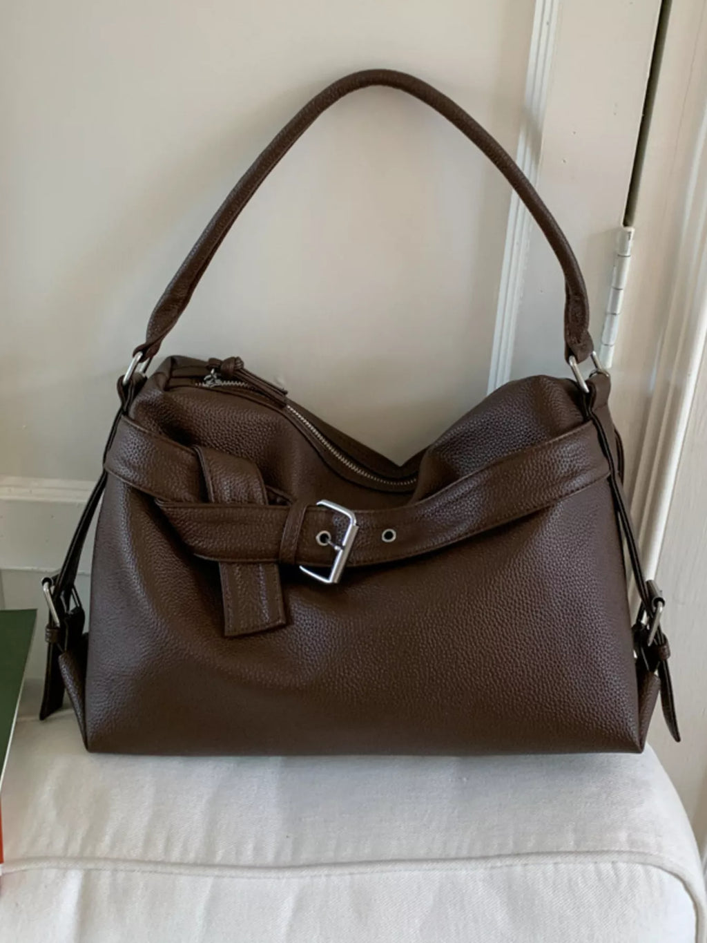 Decor Buckle Leather Shoulder Bag