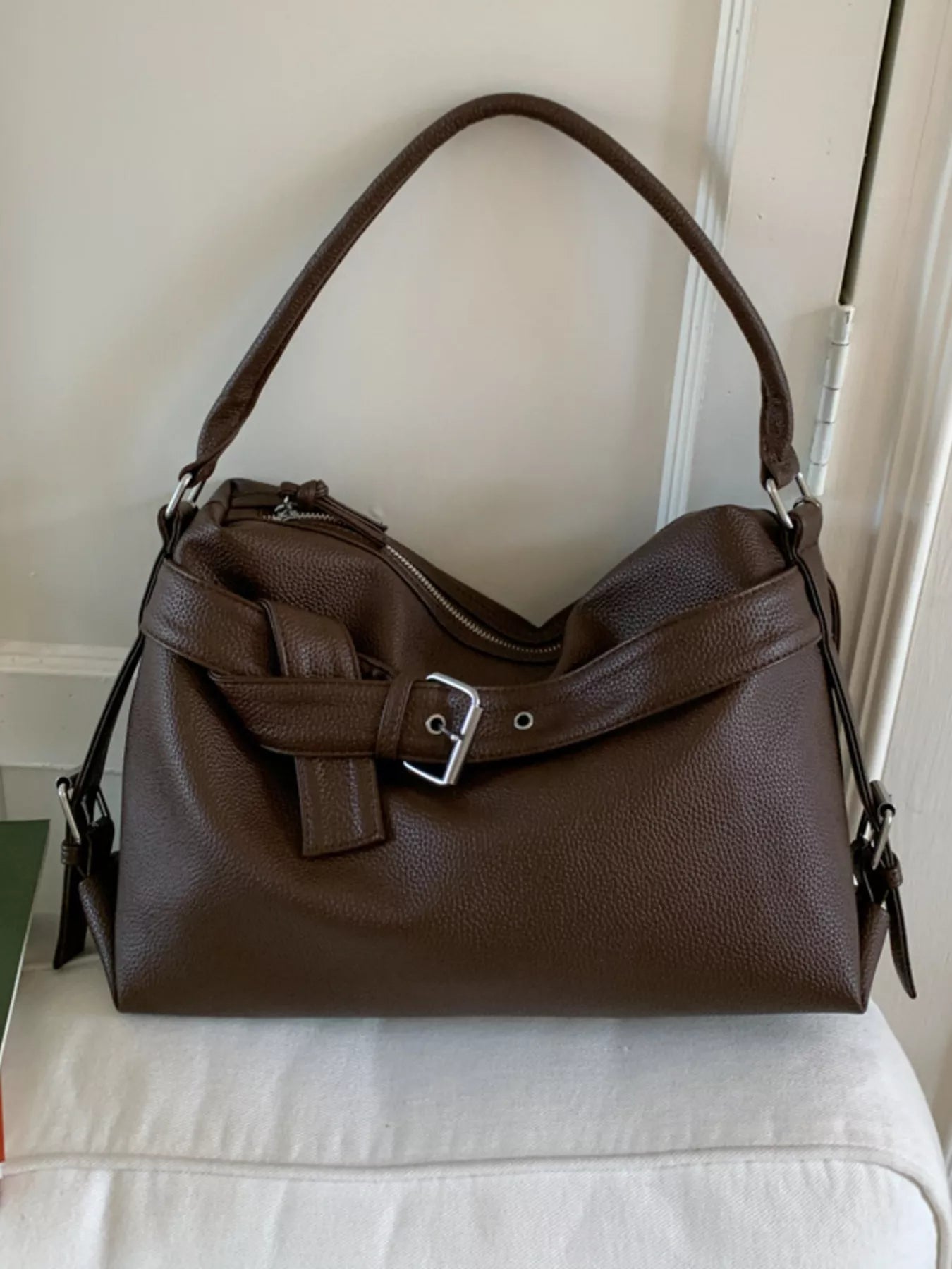 Decor Buckle Leather Shoulder Bag