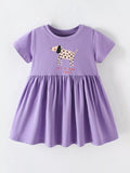 Children's Dog Round Neck Casual Dress