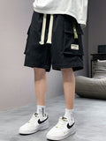 Men's Plus Size Casual Cargo Shorts with Drawstring