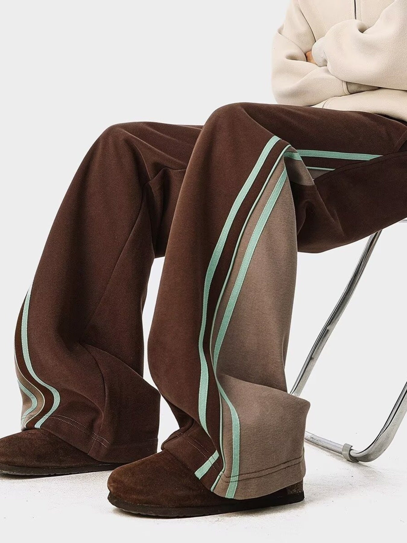 Men's Plus Size Striped Drawstring Wide Leg Casual Pants