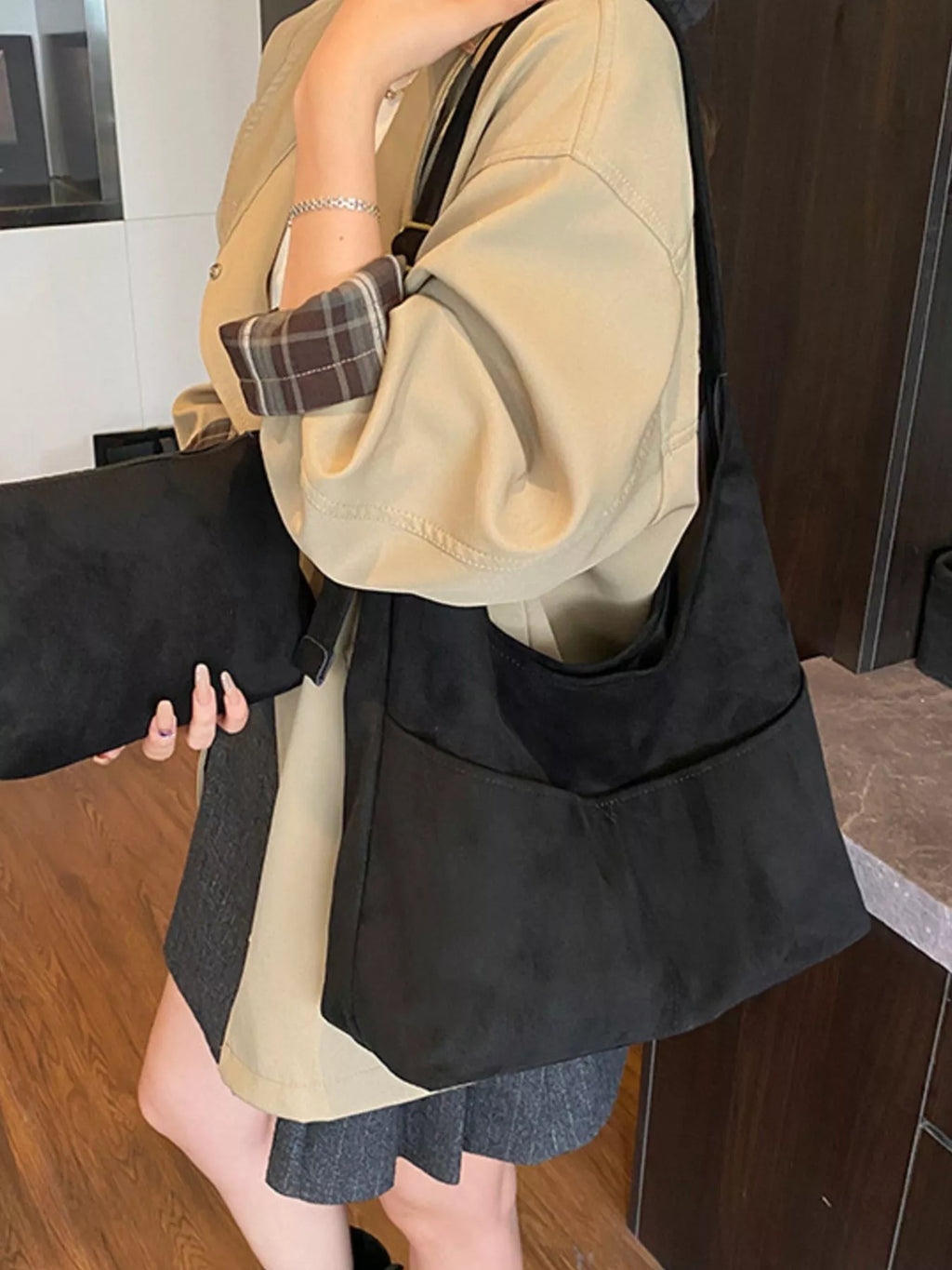 Minimalist Suede Shoulder Bag