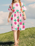 Children's Radish Print Casual Dress