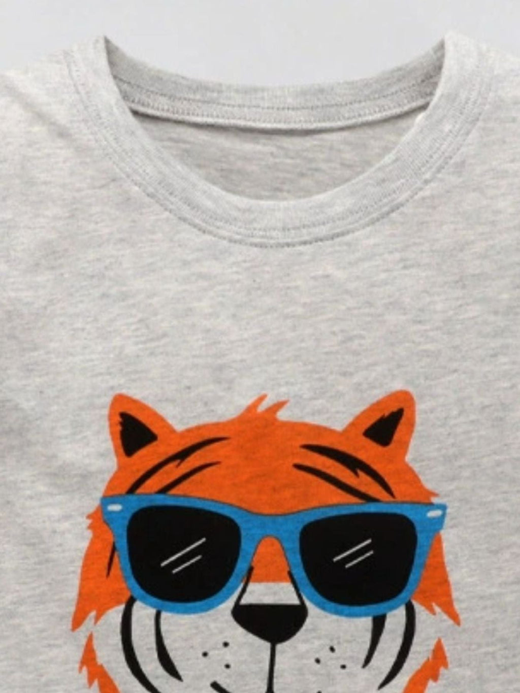 Children's Tiger Graphic Round Neck T-Shirt