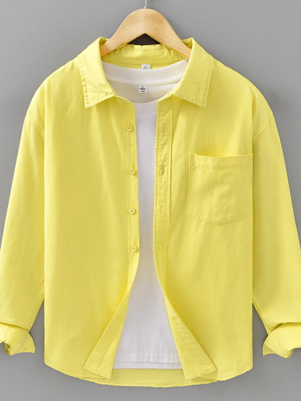 Men's Plus Size Casual Solid Color Long Sleeve Shirt
