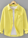 Men's Plus Size Casual Solid Color Long Sleeve Shirt