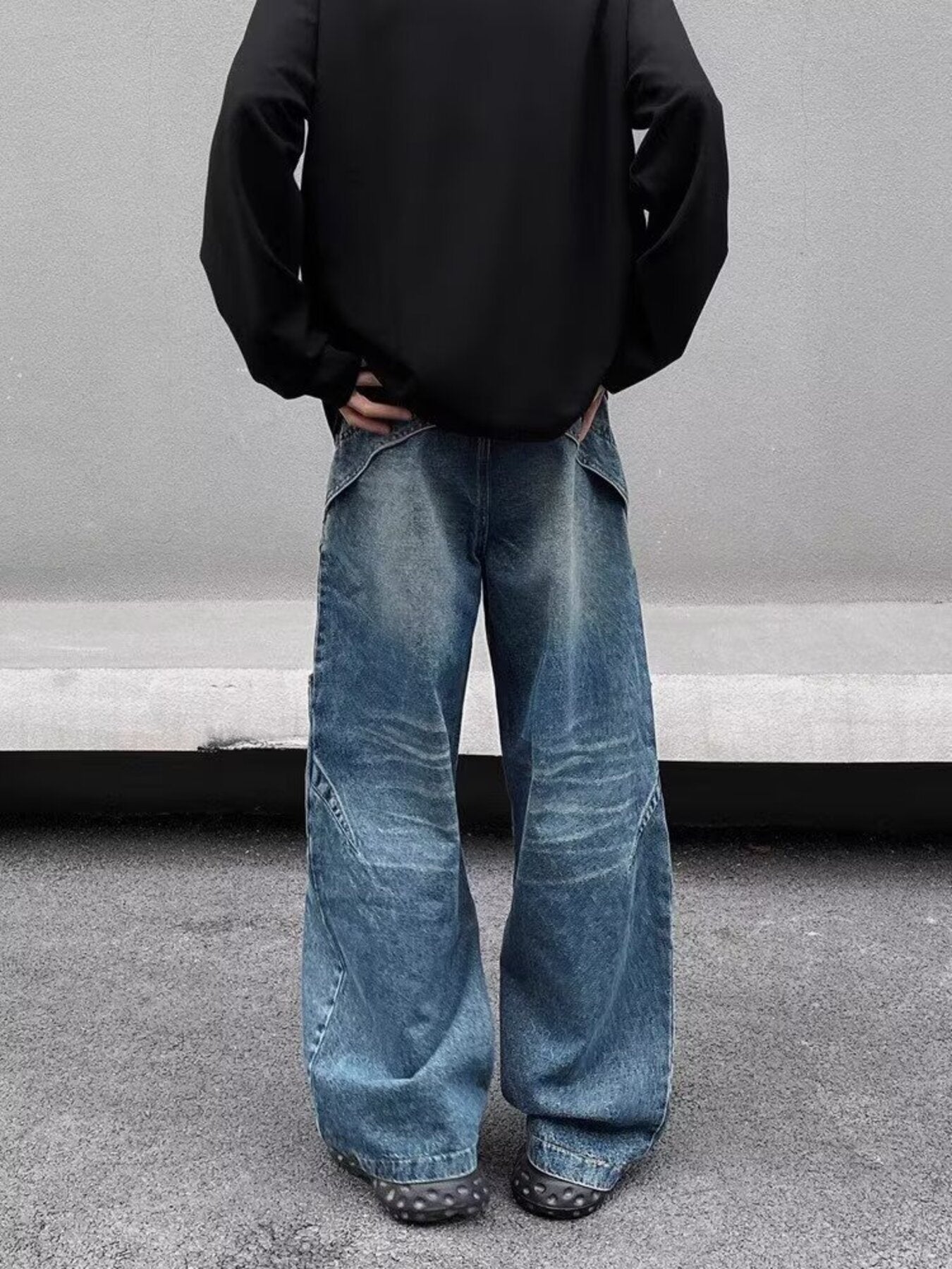 Men's Full Size Washed Wide Leg Jeans Plus Size