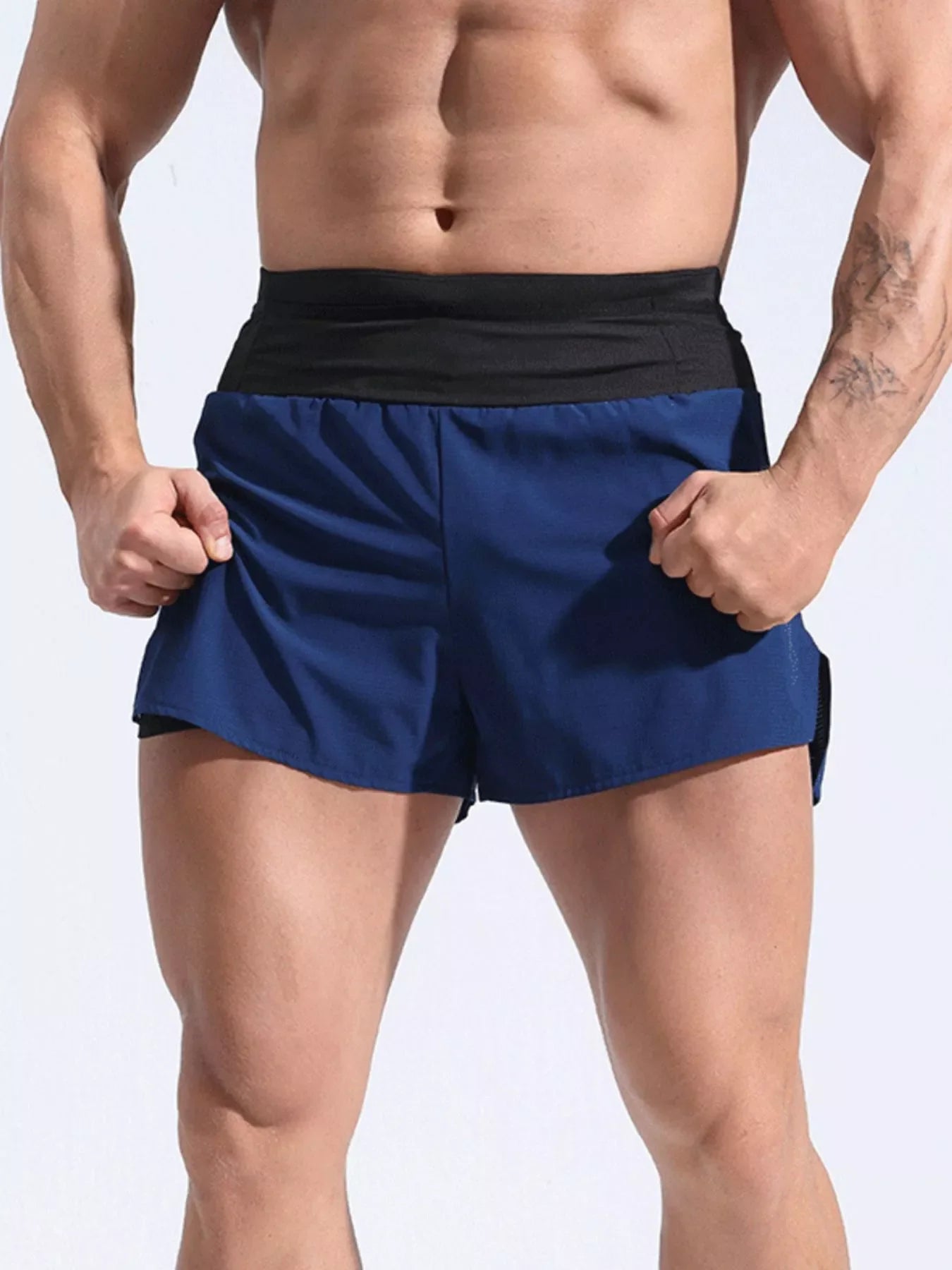 Men's Full Size Contrast Active Shorts Plus Size
