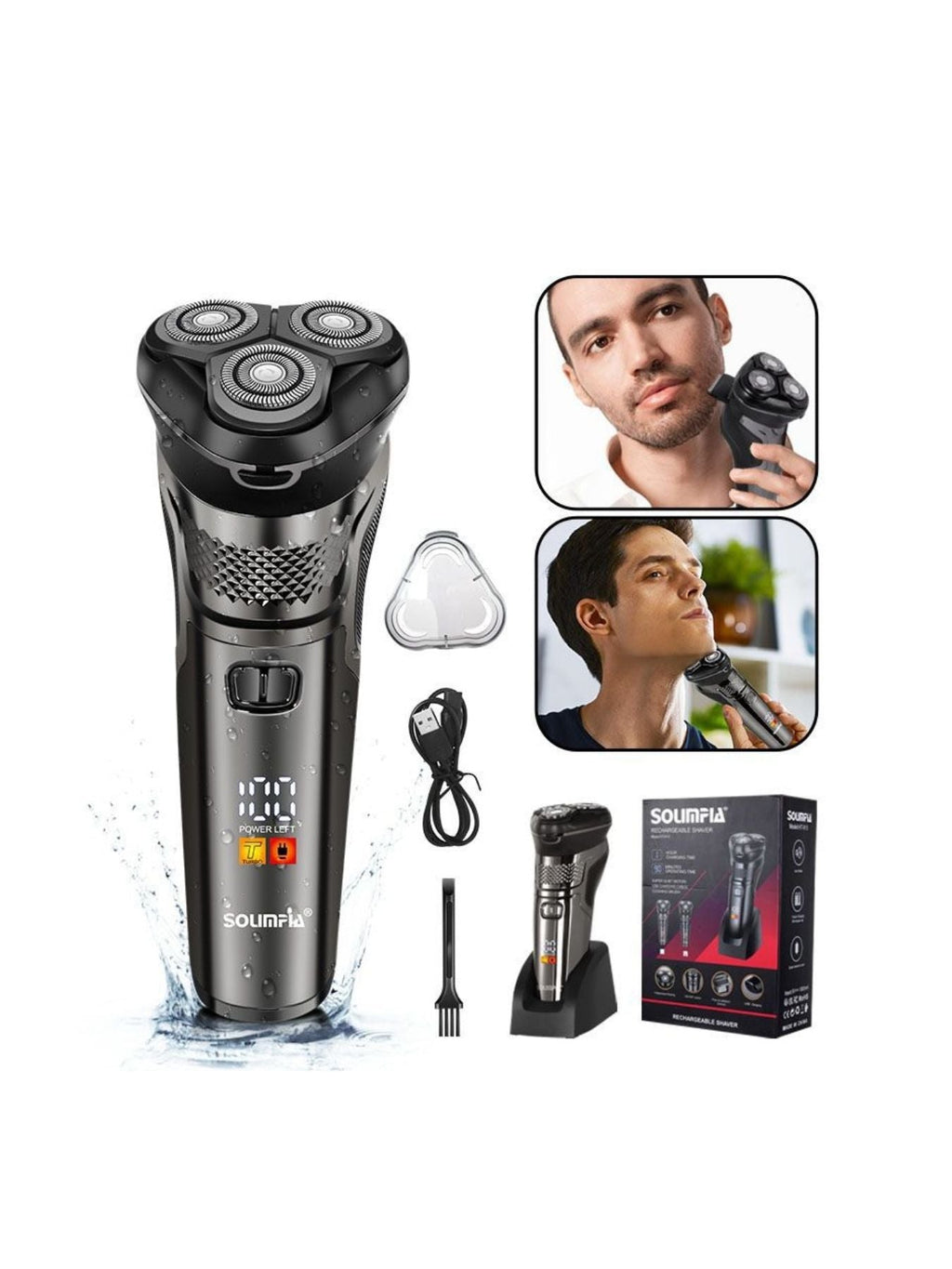 Rechargeable 3-Head Rotary Electric Shaver