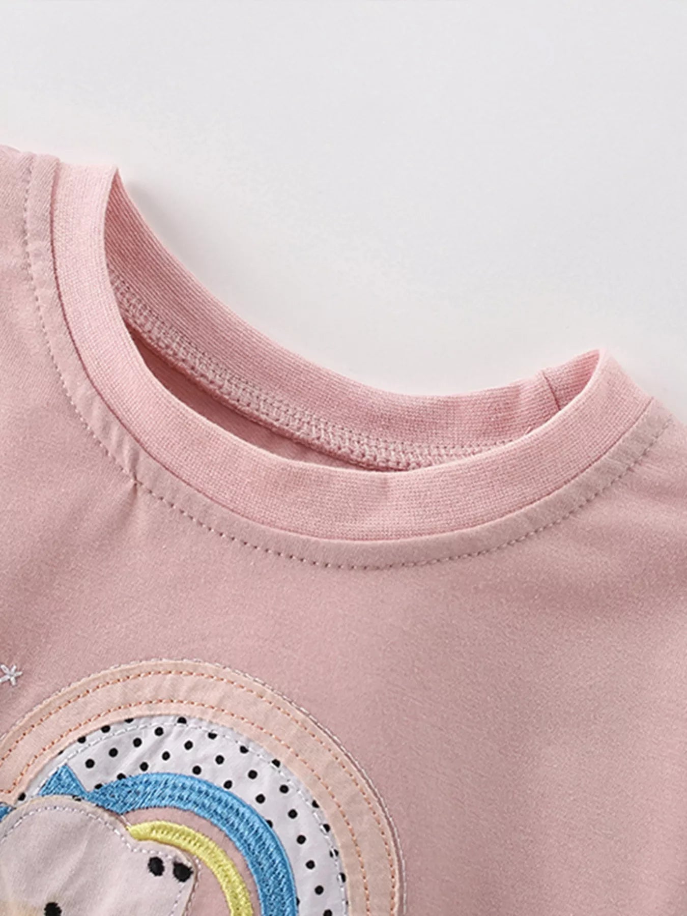 Children's Dinosaur Rainbow Applique Short Sleeve T-Shirt