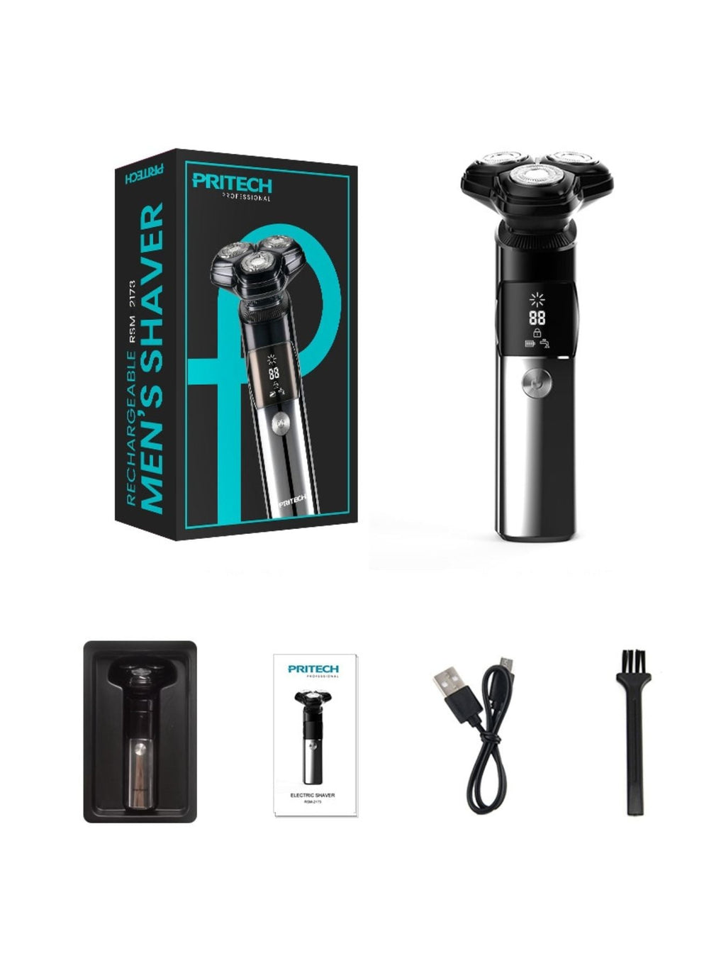 Rechargeable Electric Rotary Shaver with LED Display