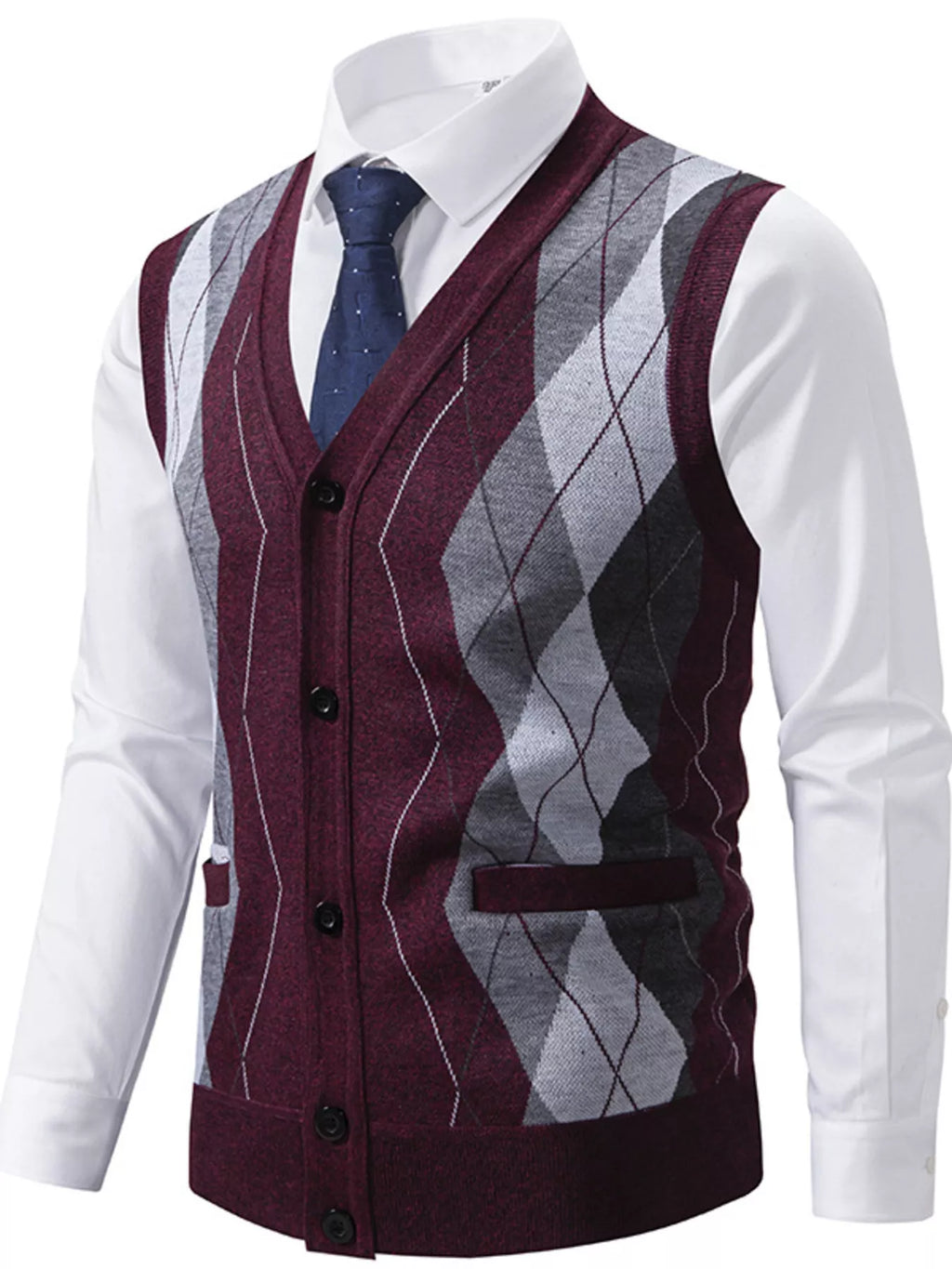 Men's Plus Size Classic Argyle Pattern Knitted Sweater Vest