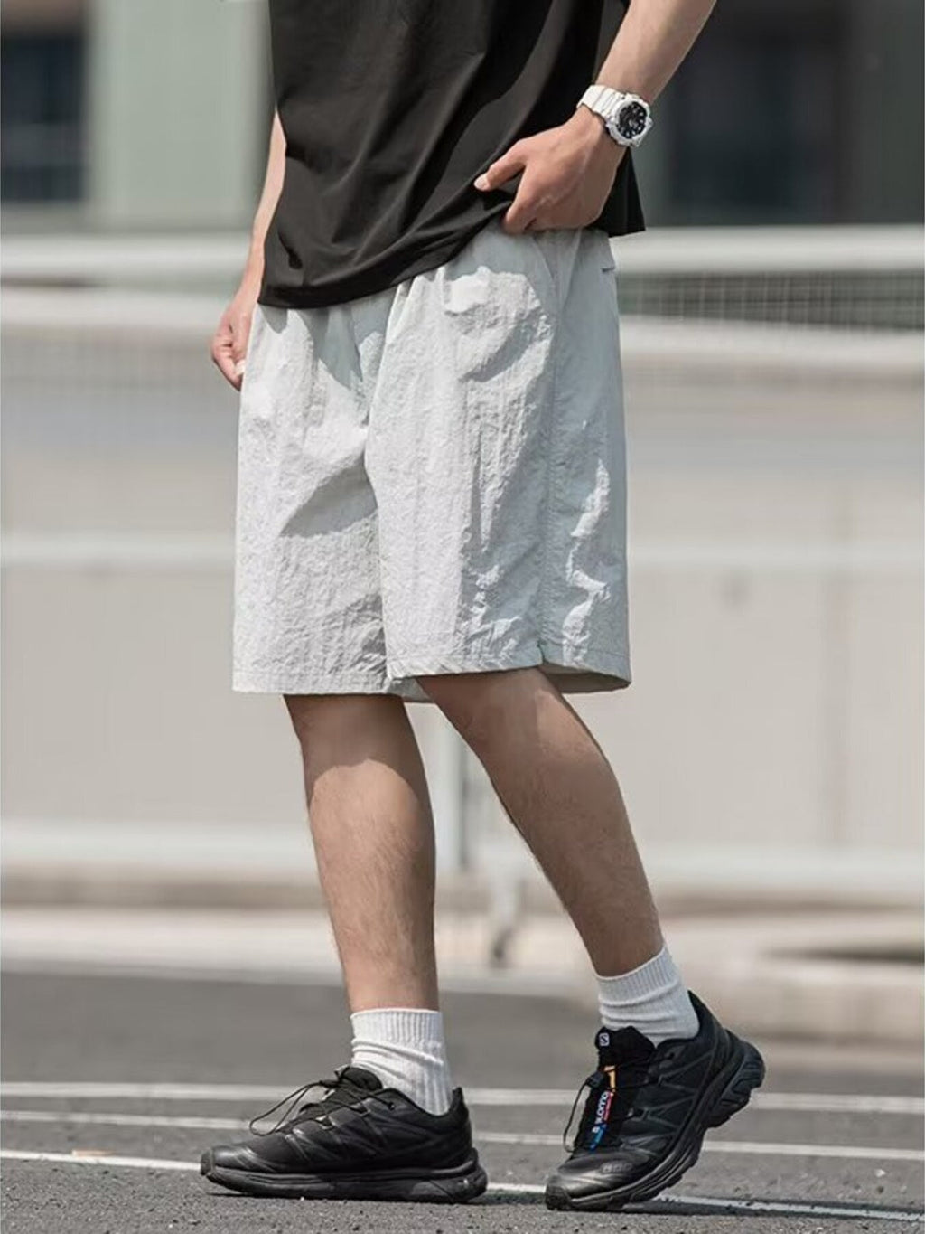 Men's Plus Size Casual Loose-Fit Textured Shorts