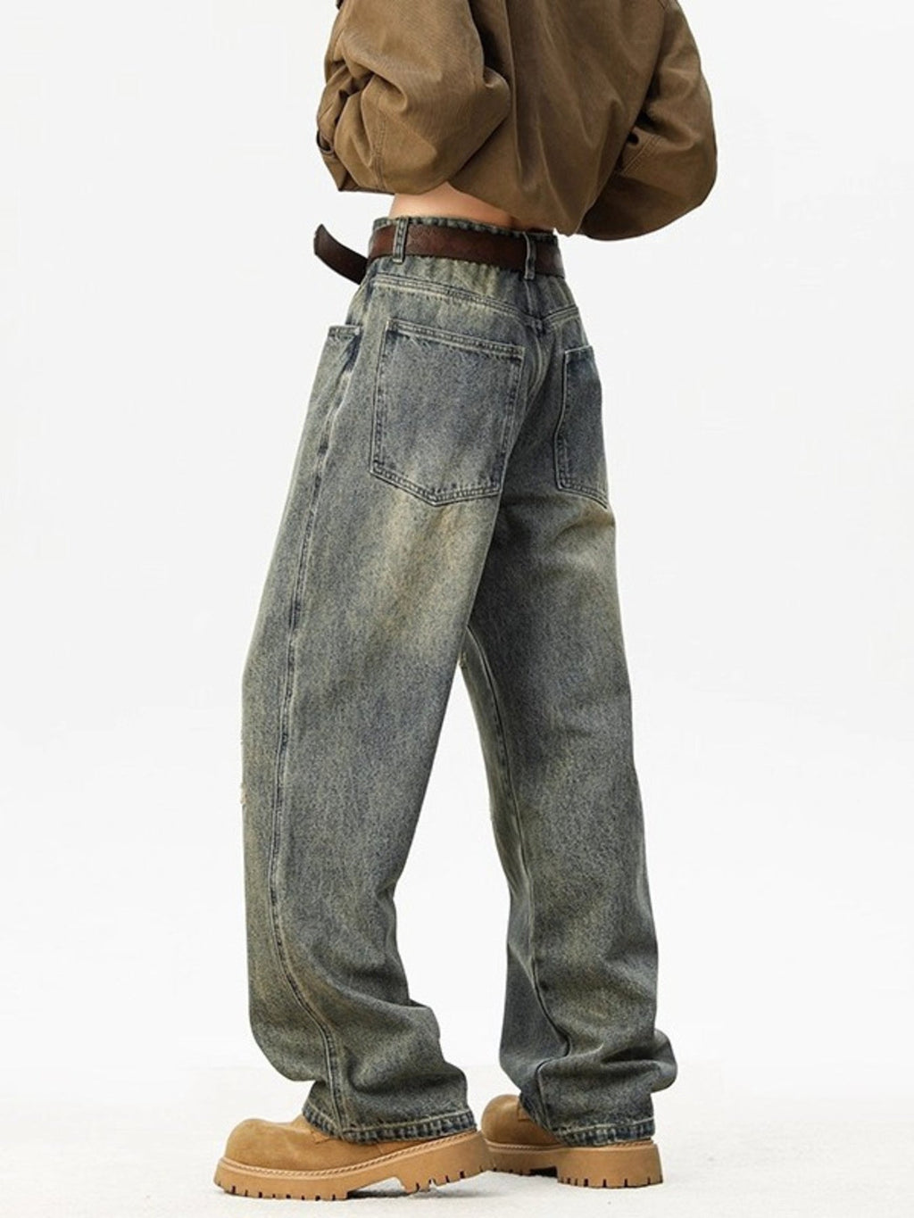 Men's Full Size Washed Wide Leg Jeans Plus Size