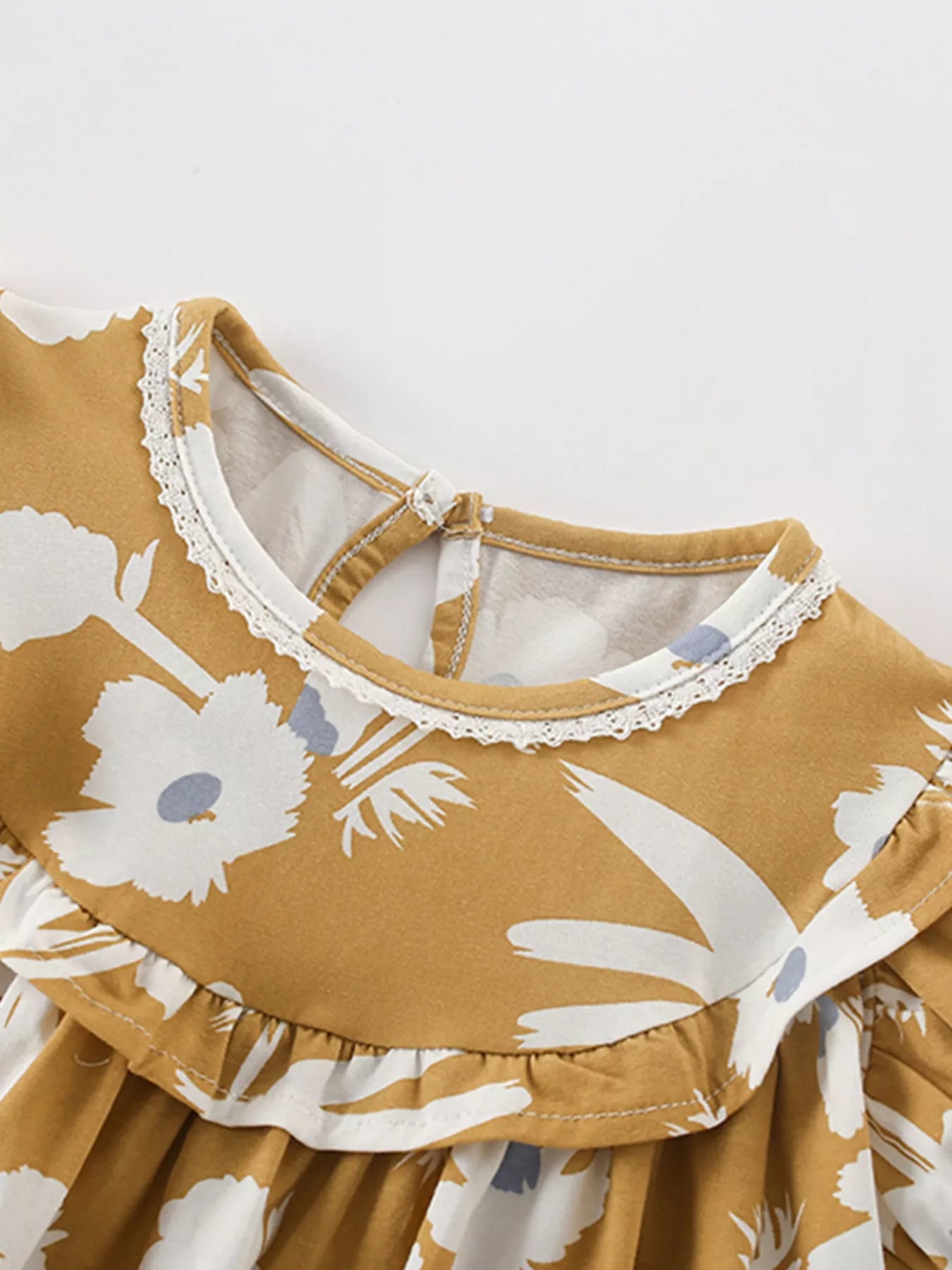 Children's Floral Print Ruffle Collar Baby Dress