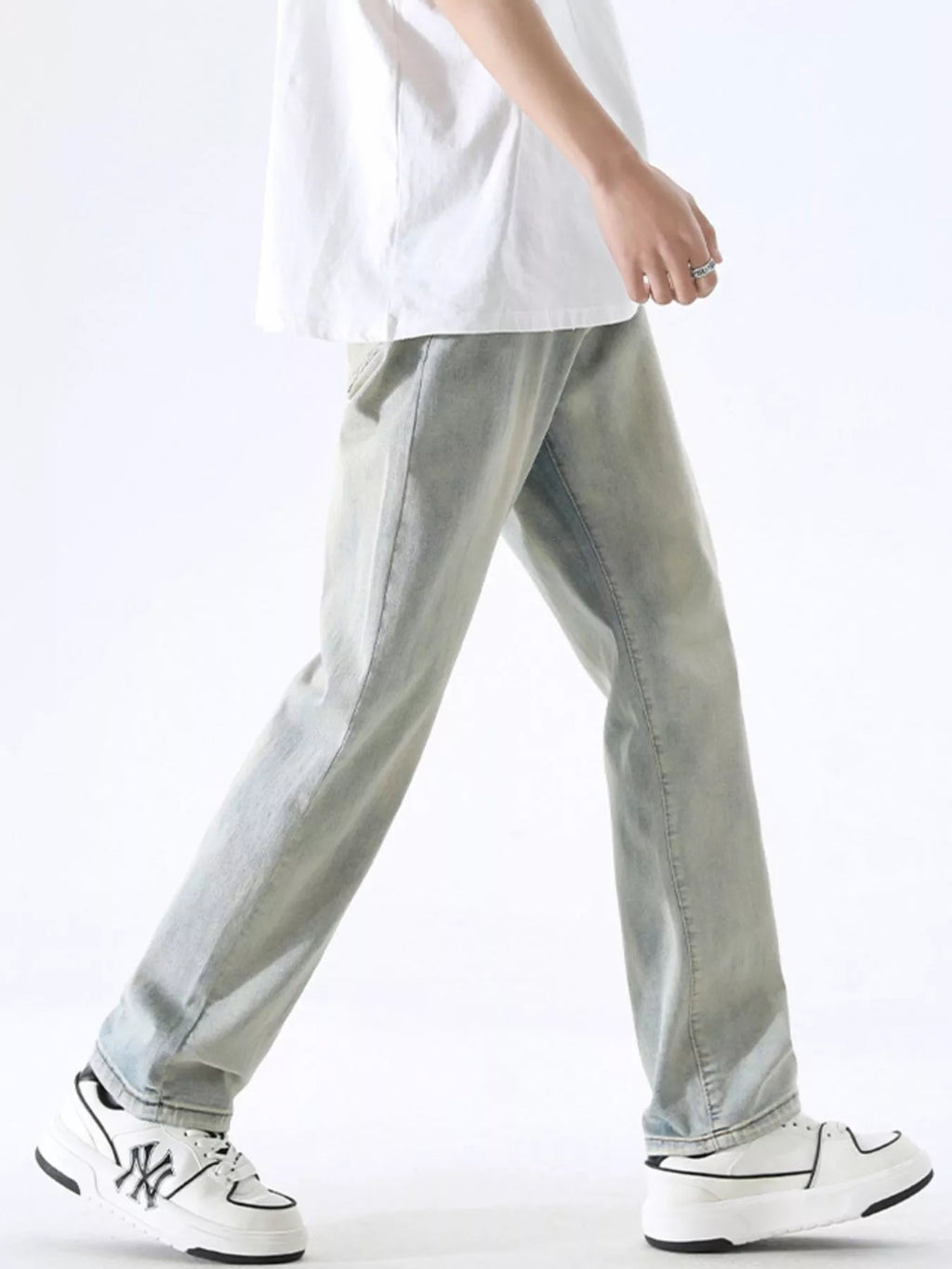 Men's Full Size Wash Wide Leg Jeans Plus Size