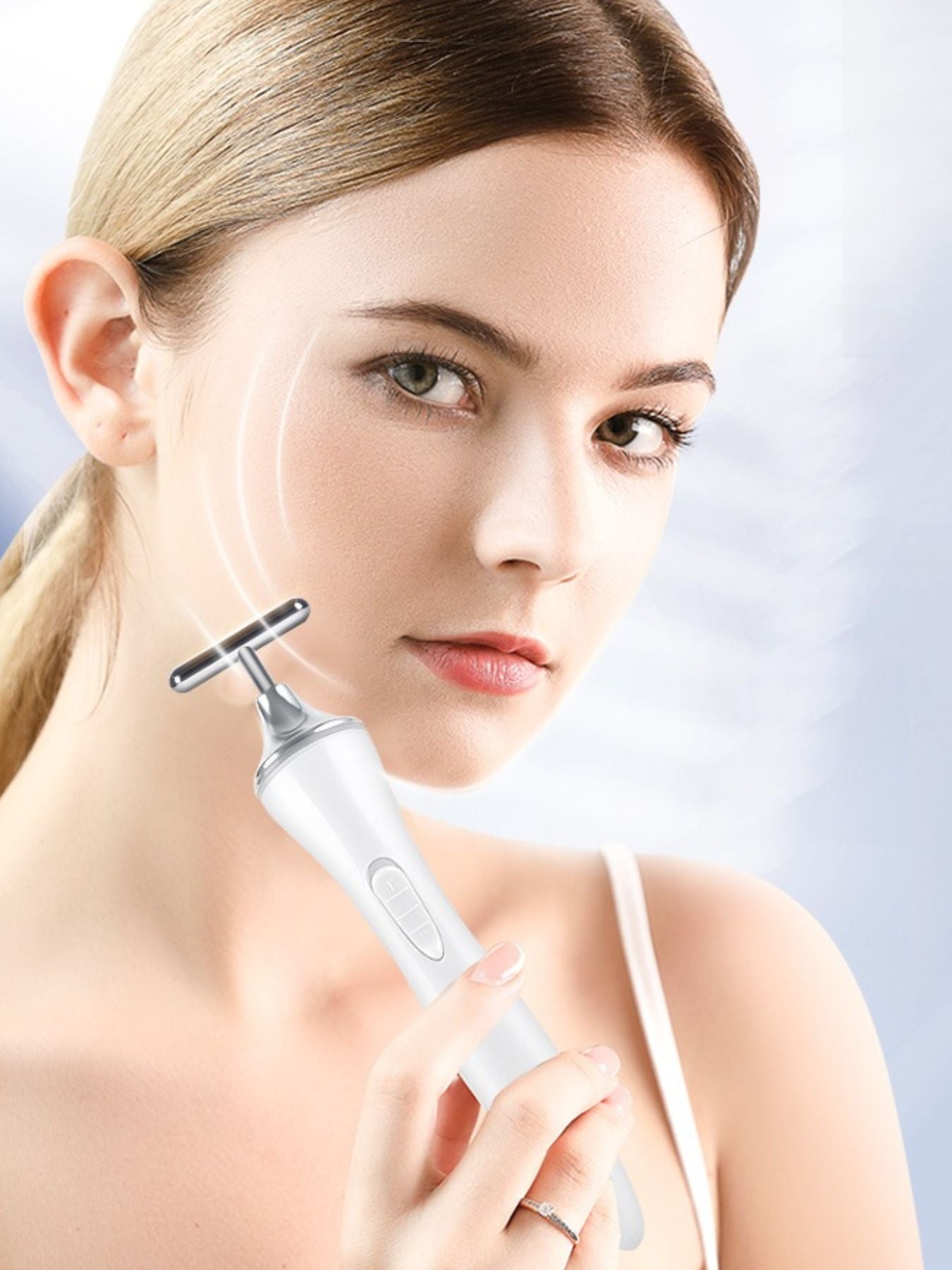 T-Shape Microcurrent Facial Massager Beauty Device