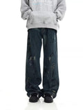 Men's Full Size Paint-Splattered Wide Leg Jeans Plus Size