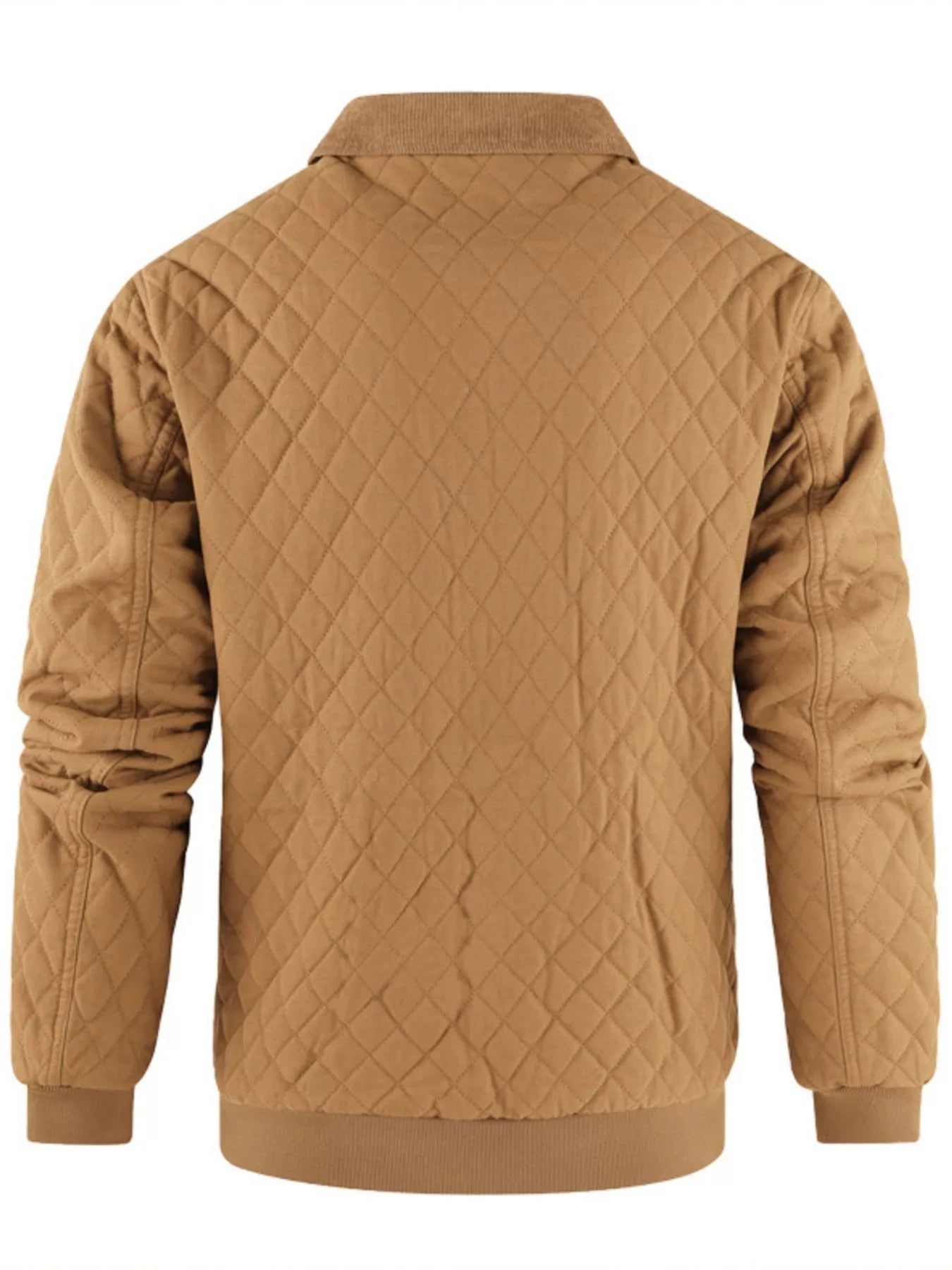 Men's Quilted Collared Neck Jacket with Plaid Lining