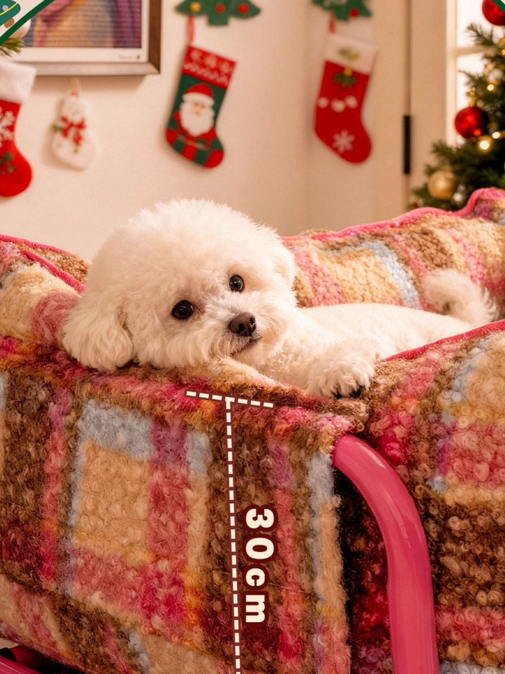 Plaid Pattern Plush Sofa Pet Bed