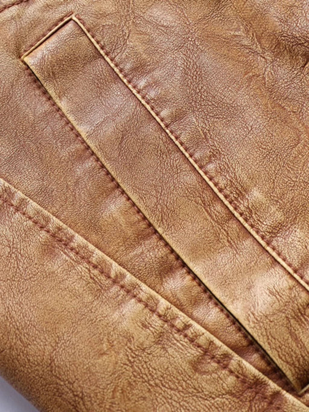 Men's Full Size Faux Leather Sherpa Collar Jacket Plus Size