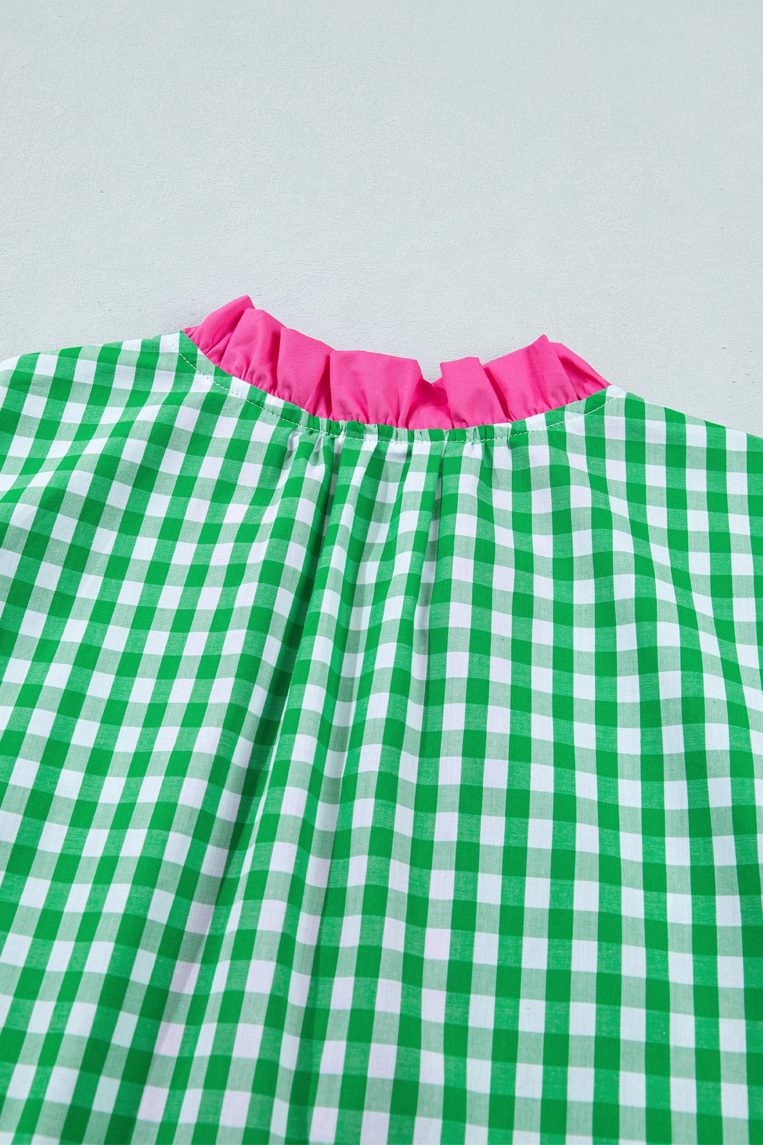 Bright Green Summer Color-Blocked Plaid Pattern Midi Dress
