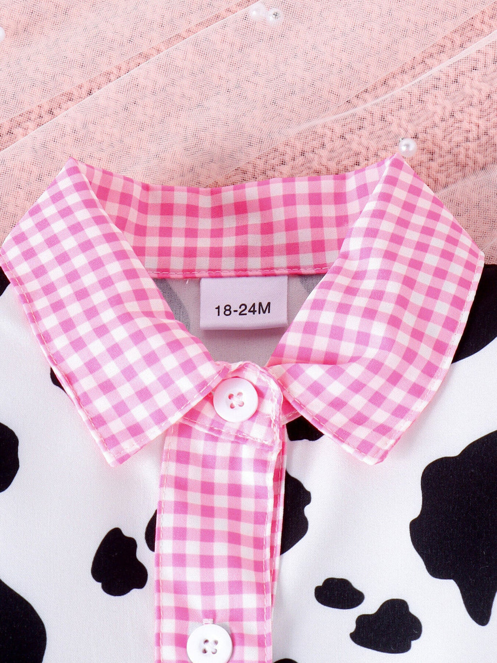 Children's Cow Print Ruffle Trim Top and Denim Shorts Set