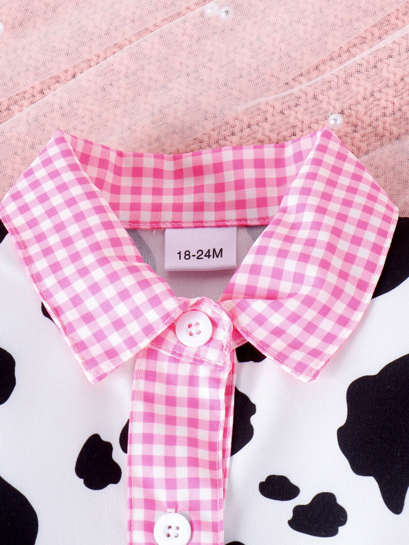 Children's Cow Print Ruffle Trim Top and Denim Shorts Set