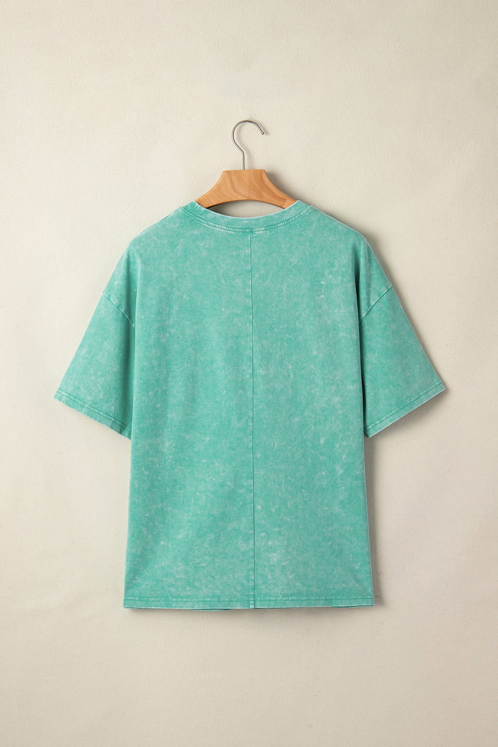 Mint Green Solid Color Cotton Mineral Washed Oversize Tee
