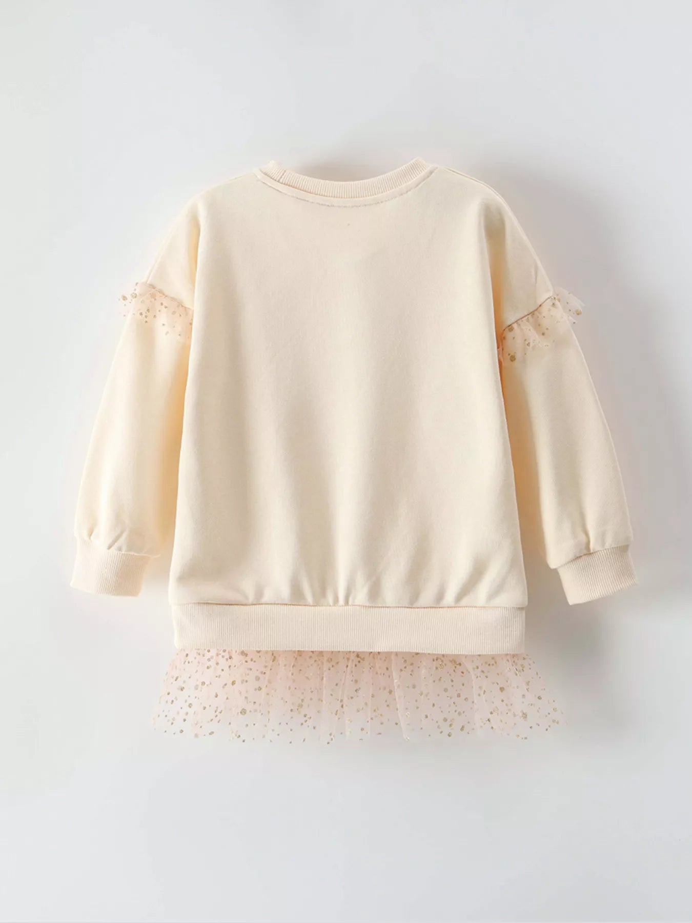 Children's Cartoon Animal Mesh Trim Sweatshirt