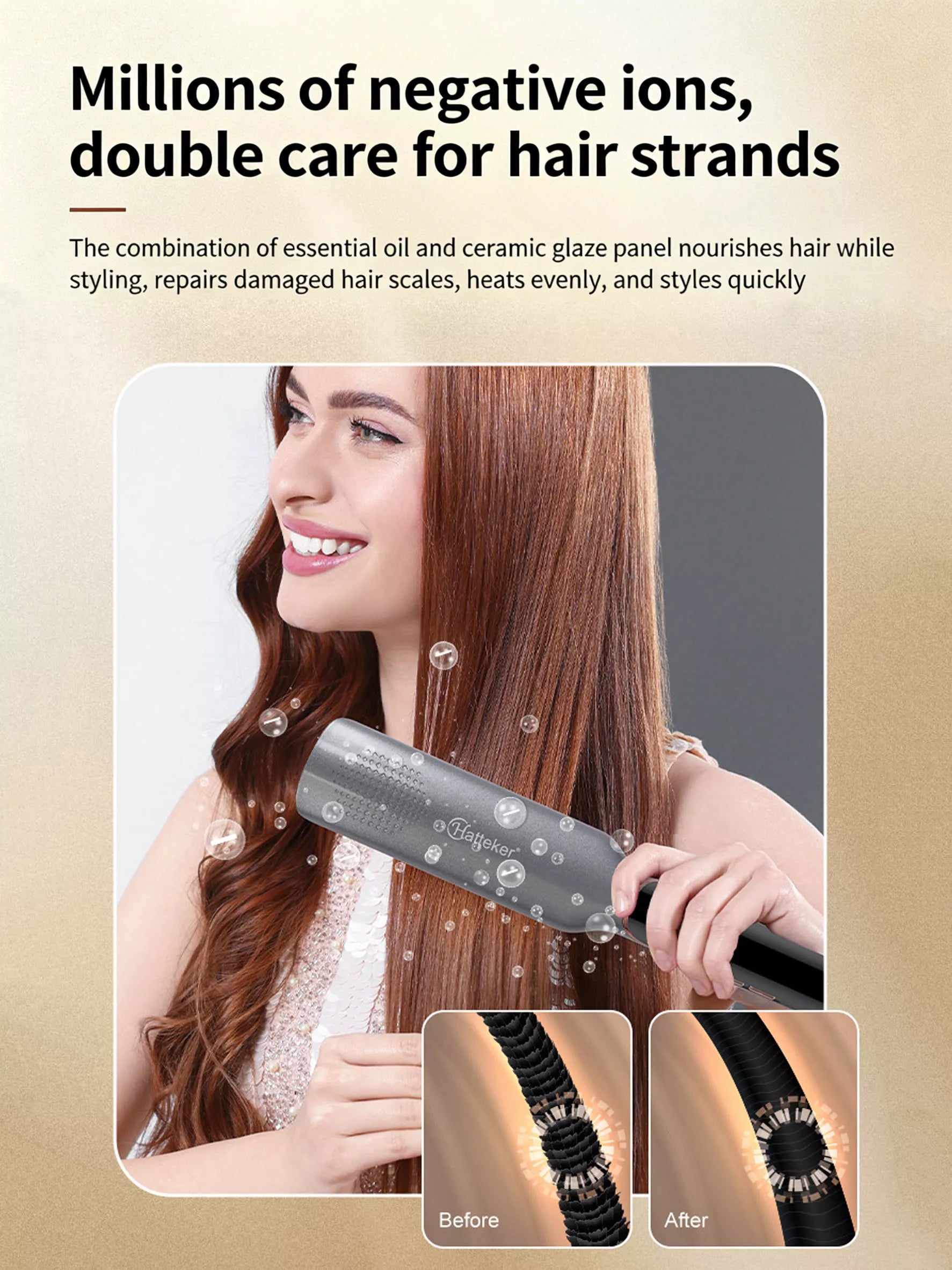 Curling and Straightening Hair Iron with Temperature Control