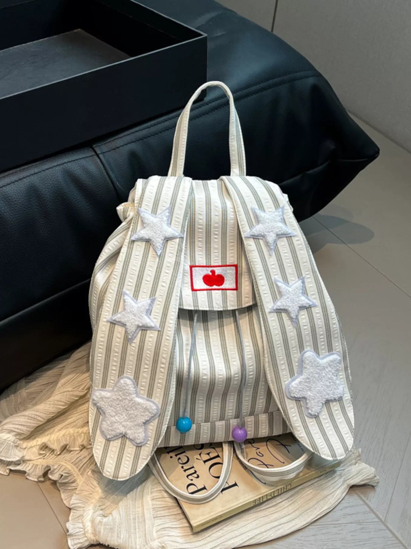 Striped Star Bunny Ear Backpack Bag