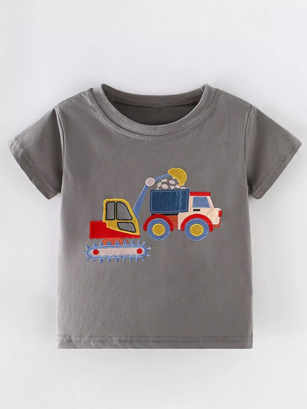 Children's Construction Vehicle Embroidered T-Shirt