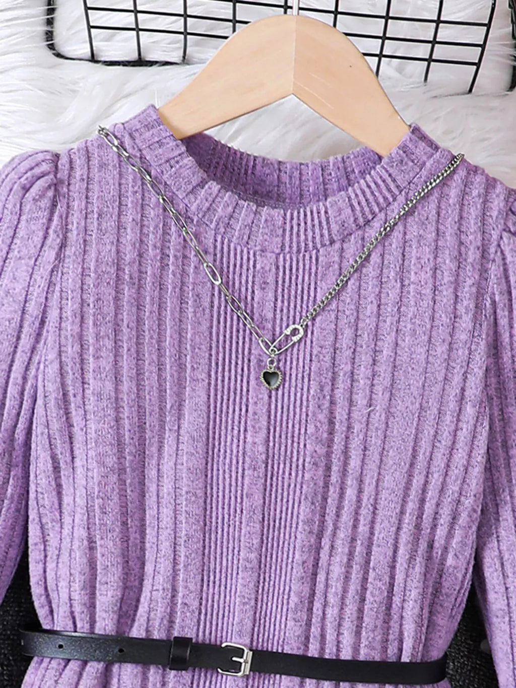 Children's Ribbed Knit Long Sleeve Dress