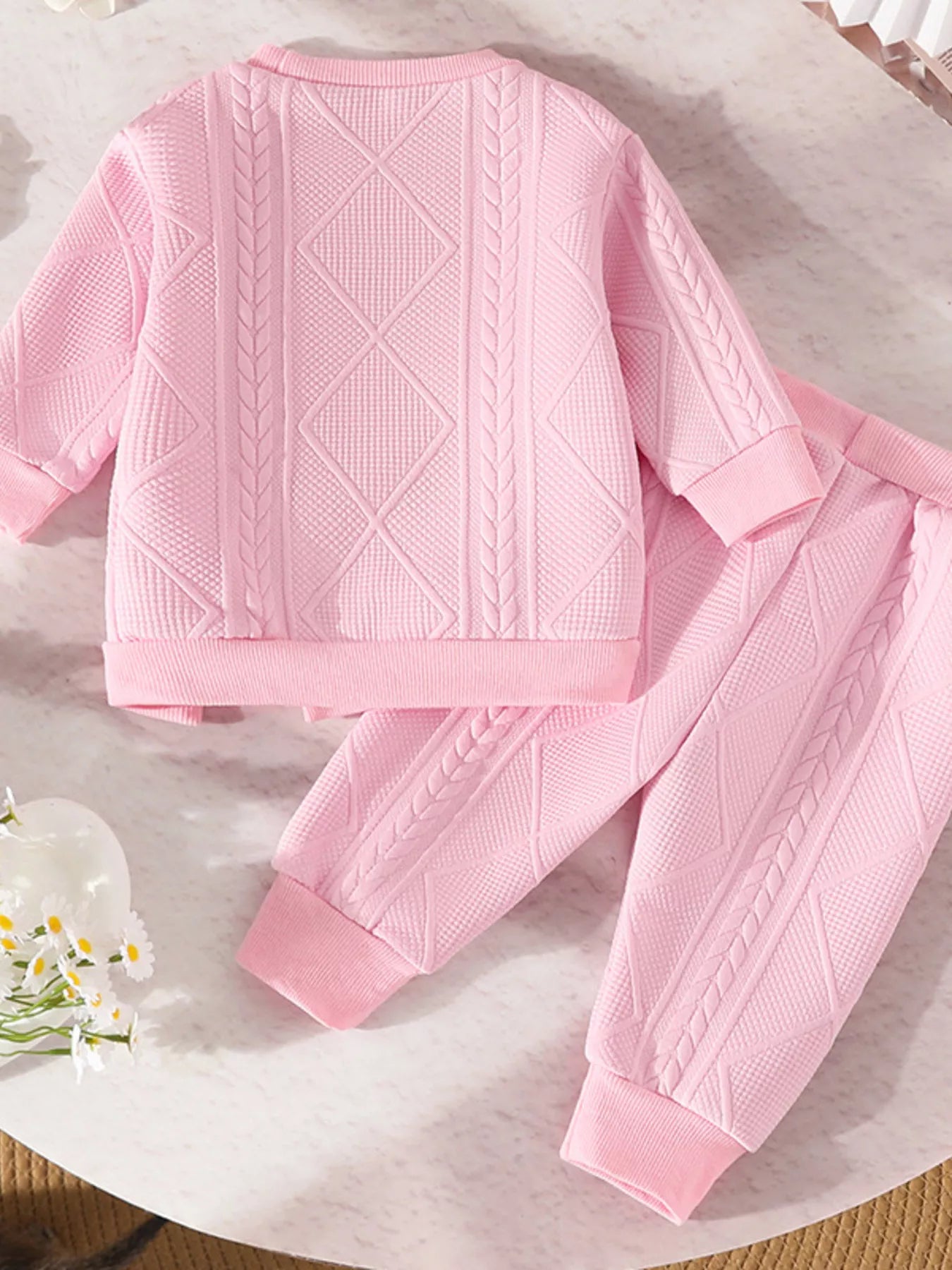 Children's Textured Flower Top and Pants Set