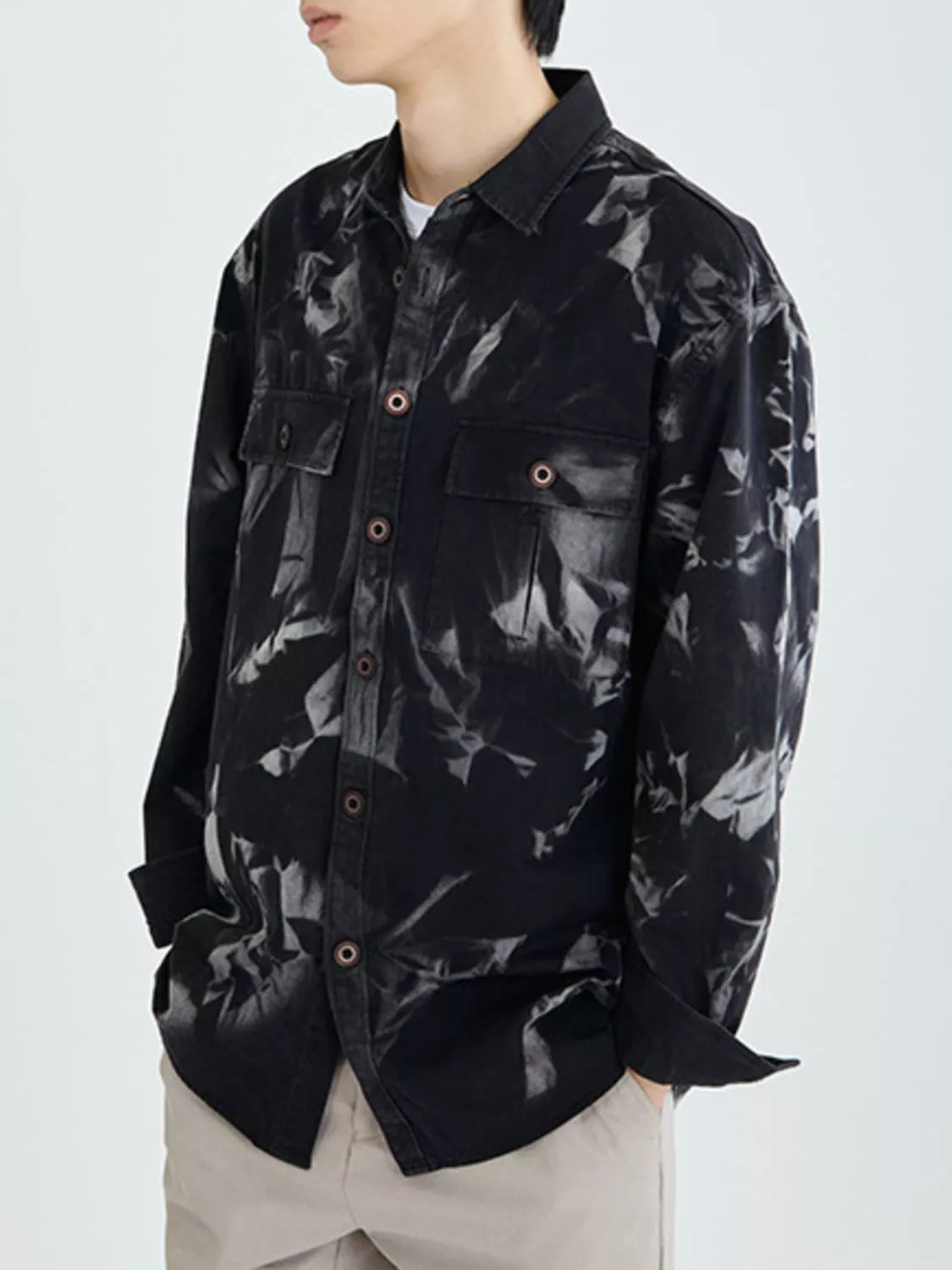 Men's Plus Size Printed Button Up Shirt