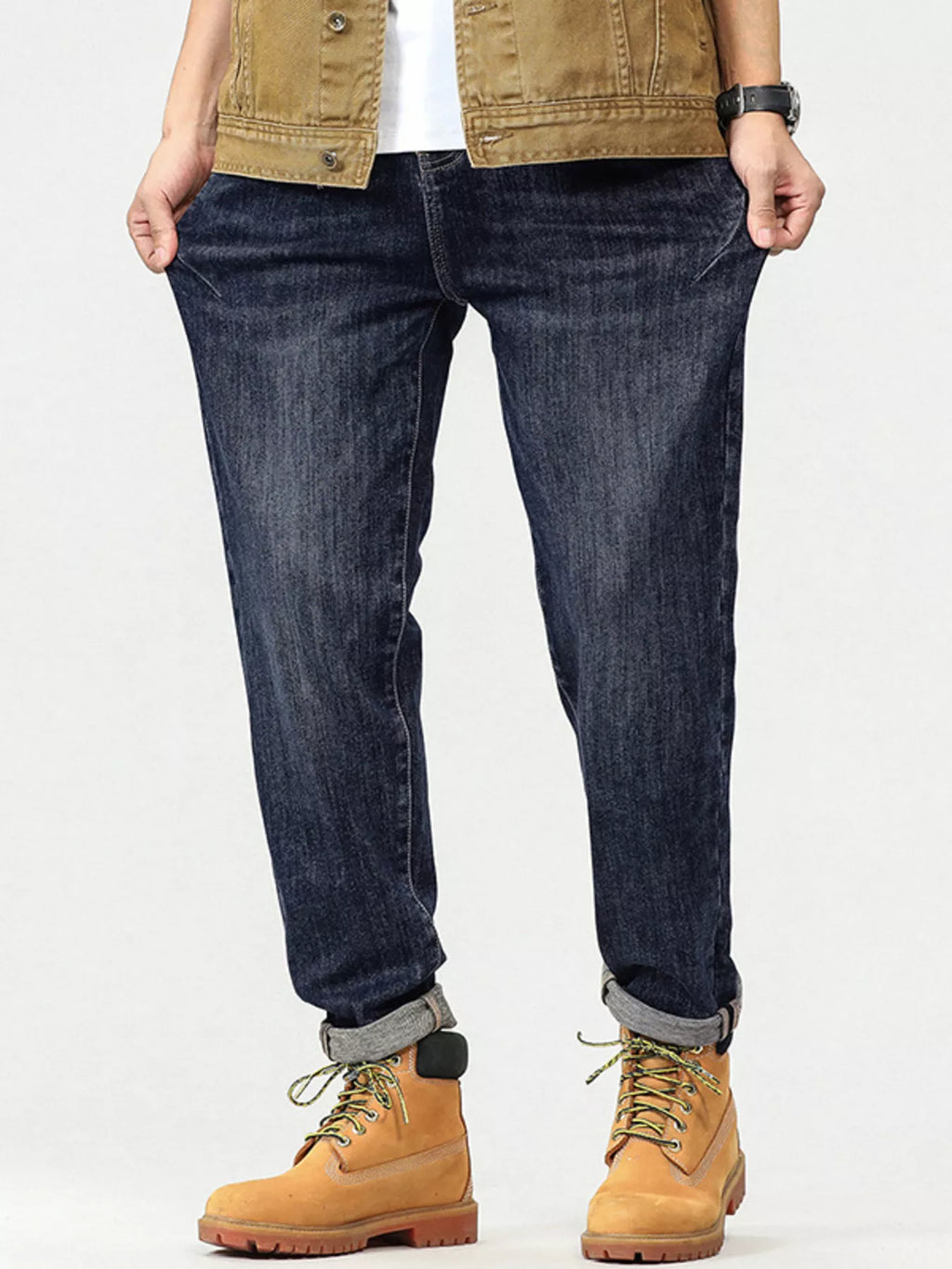 Men's Plus Size Vintage Wash Relaxed Fit Jeans
