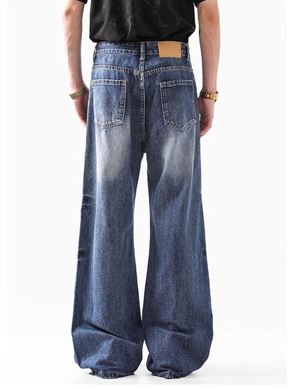 Men's Washed Wide Leg Jeans